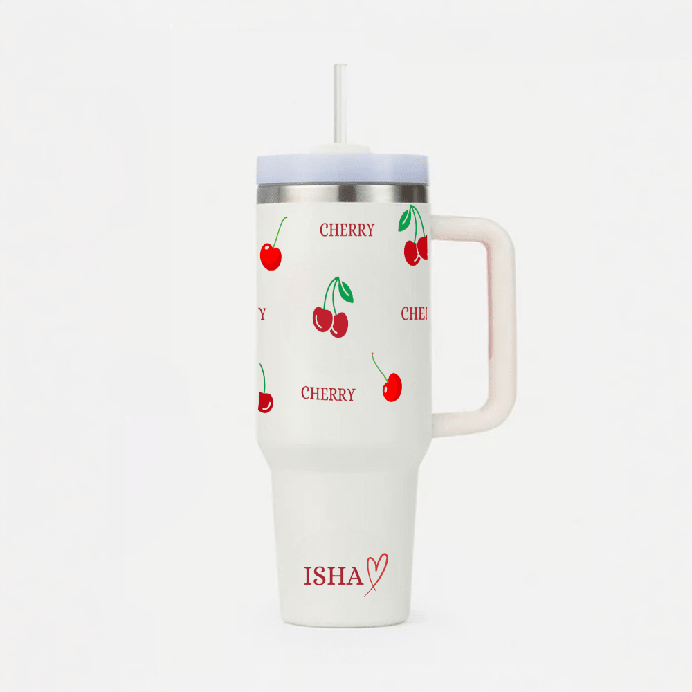 Personalized CherrySip™ Tumbler with Straw & Lid - Memories InsiteRED CHERRY PRINTED TUMBLER-1